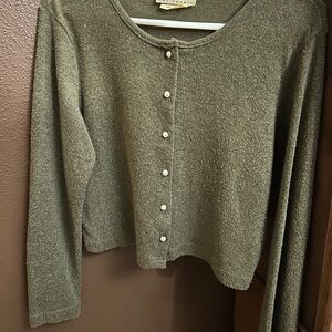 A. Byer Olive Button-Up Cardigan